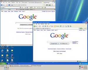 This shows a Firefox window and an IE window running in the different machines.